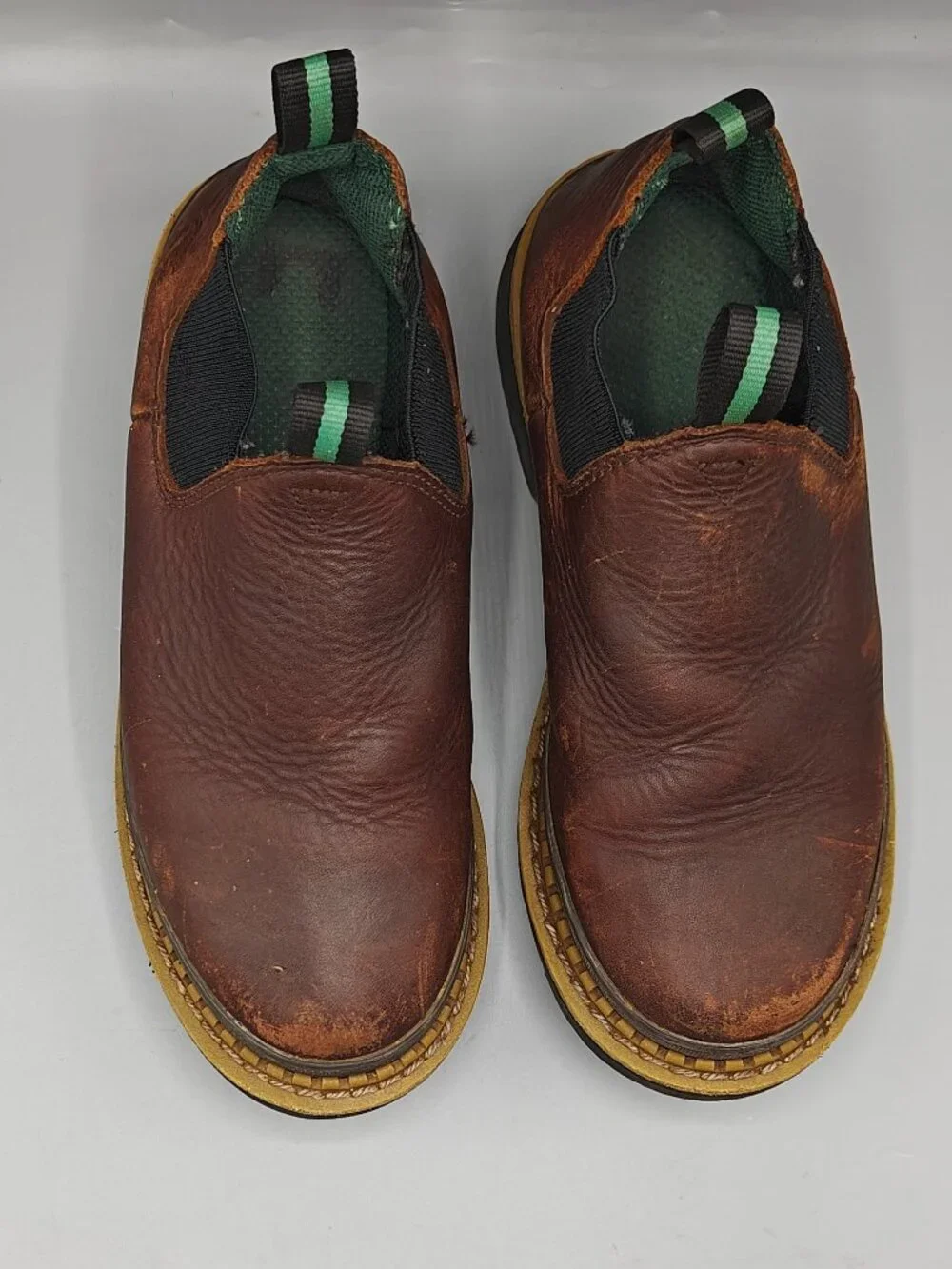 GEORGIA GIANT GR74 Romeo Brown Leather Slip On Farm Ranch Boots Size Kids US 6M